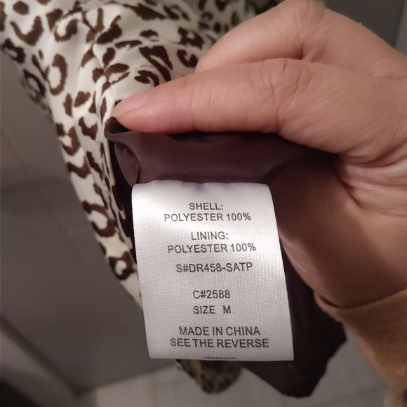 Blue Floral Leopard Print Dress with Pockets M - Picture 5 of 5